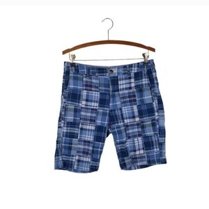 LL Bean womens 8 blue cotton madras Favorite Fit Bermuda shorts 301420